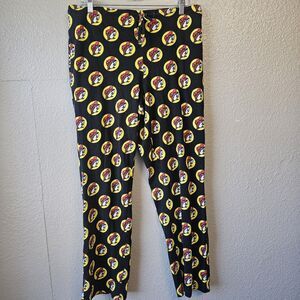 Buc-ee's Lounge Pants Size L Beaver Logo Pajama Pant Black Drawstring Cozy DD693